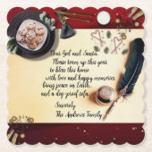 Lieve God en Santa Note Red Christmas Quill Pen Kartonnen Onderzetters (Voorkant)