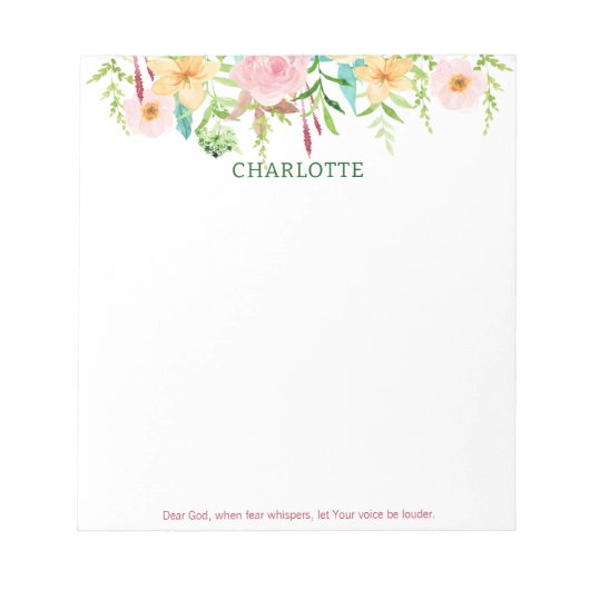 Lieve God gebedsbron Bloemen Waterverf Notitieblok (Voorkant)