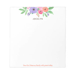 Lieve God, zegen mijn familie Bloemen Waterverf Notitieblok