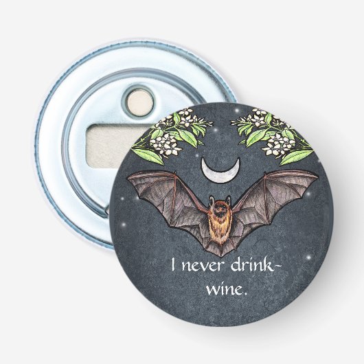 Lieve goth vleermuis flesopener button flesopener (Voorkant)