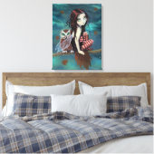 Lieve gotische fee en uil fantasy kunst canvas afdruk (Insitu (Slaapkamer))