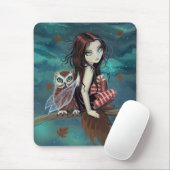 Lieve gotische fee en uil fantasy kunst muismat (Met muis)