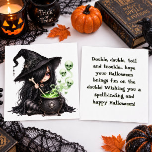 Lieve gotische heks Halloween kaart