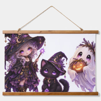 Lieve gotische heks & Halloween spook wandtapijt Hangend Wandkleed