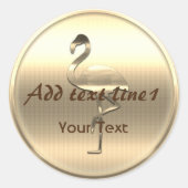Lieve Gouden Flamingo Aanpasbare Tekst Toevoegen Ronde Sticker (Voorkant)
