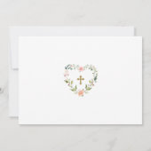 Lieve Gouden Kruis Bloemen Meisje Foto Doop Kaart (Achterkant)