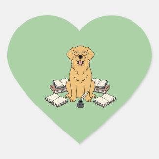 Lieve Goudharige Retriever Boekenliefhebber Univer Hart Sticker
