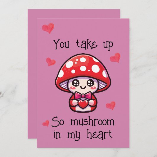 Lieve grap Valentijnsdagkaart – Paddenstoel Feestdagenkaart (Voorkant / Achterkant)