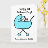 Lieve Grappige Baby Jongen Cartoon Eerste Vaderdag Kaart (Gele Bloem)