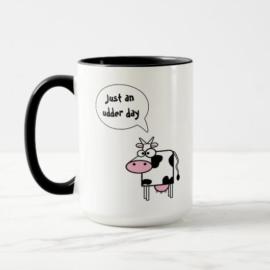 Lieve Grappige Cartoon Koe Melk Uier Dag Mok (Links)