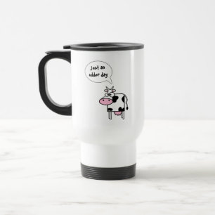 Lieve Grappige Cartoon Koe Melk Uier Dag Reisbeker