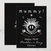 Lieve grappige eerste Moederdag zwarte kaart (Voorkant / Achterkant)
