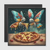 Lieve grappige insecten die een pizza eten grappig magnetische uitnodiging (Voorkant / Achterkant)