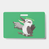 Lieve grappige lachende kookaburra cartoon badge (Achterkant)