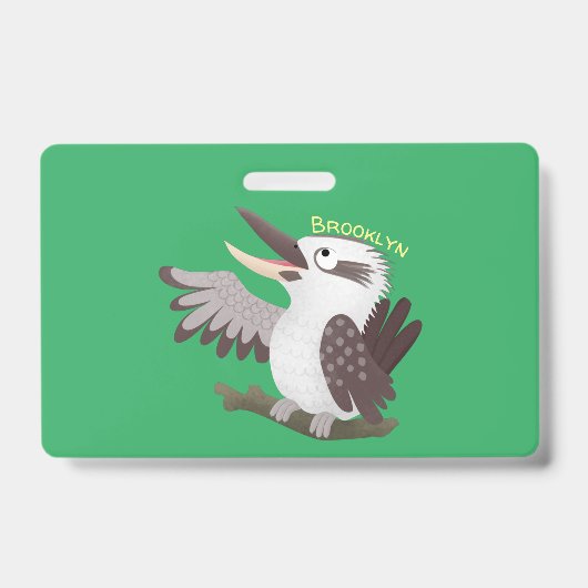 Lieve grappige lachende kookaburra cartoon badge (Voorzijde)