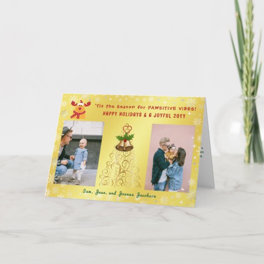 Lieve grappige Rudolph 2 foto's Prettige feestdage Feestdagen Kaart (Voorkant)