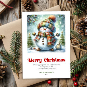 Lieve grappige sneeuwman minimalistische Kerst wat Feestdagenkaart