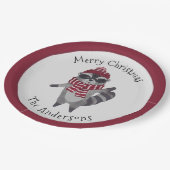 Lieve grijze en rode aquarel Kerstwasbeer Papieren Bordje (Gekanteld)