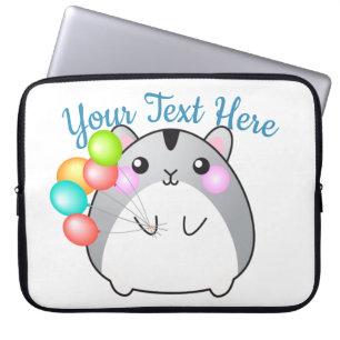 Lieve Grijze Kawaii Hamster Laptop Sleeve