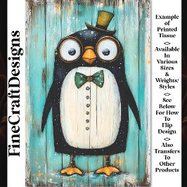 Lieve Gril Stoomtech Pinguïn Met Hoed BR9 Decoupag Tissuepapier