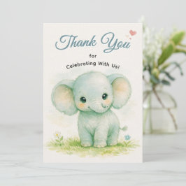 Lieve Groene Baby Olifant Safari Bedankkaart