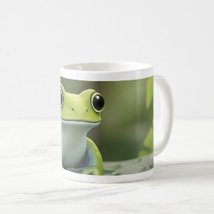 Lieve Groene Boomkikker op Blad Koffiemok
