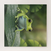 Lieve Groene Boomkikker op Blad Legpuzzel (Horizontaal)