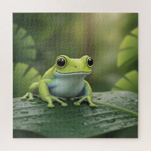 Lieve Groene Boomkikker op Blad Legpuzzel
