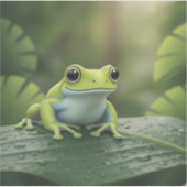 Lieve Groene Boomkikker op Blad Sticker (Voorkant)