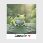Lieve Groene Boomkikker op Blad Sticker (Vel)