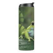 Lieve Groene Boomkikker op Blad Thermosbeker (Gedraaid links)