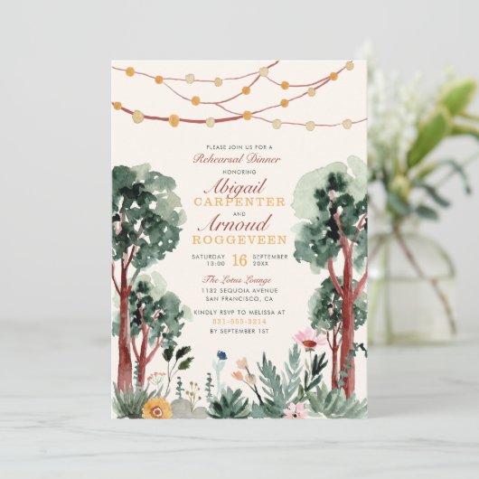 Lieve groene botanische bomen bloemendiner ter voo kaart (Staand voorkant)