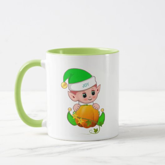 Lieve groene elf met pompoen mok (Links)