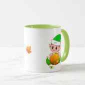 Lieve groene elf met pompoen mok (Voorkant rechts)