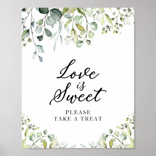 Lieve groene eucalyptus Liefde is zoete bord Poster (Voorkant)