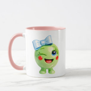 Lieve Groene Karakter Illustratie Mok