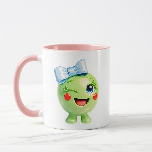 Lieve Groene Karakter Illustratie Mok (Links)