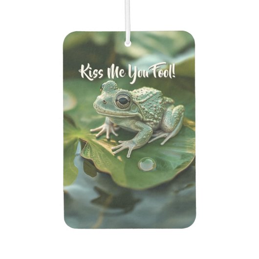 Lieve groene kikker op waterlelieblad in vijver luchtverfrisser (Voorkant)