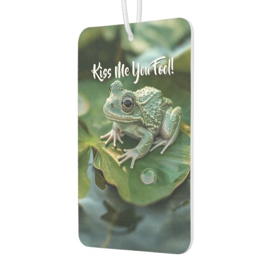 Lieve groene kikker op waterlelieblad in vijver luchtverfrisser (Links)