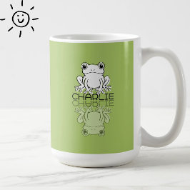 Lieve Groene Kikker Reflectie Doodle Aangepaste Na Koffiemok