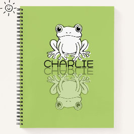 Lieve Groene Kikker Reflectie Doodle Aangepaste Na Notitieboek