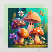 Lieve groene malle baby paddenstoelen kaart (Voorkant / Achterkant)