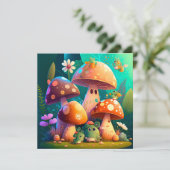 Lieve groene malle baby paddenstoelen kaart (Staand voorkant)