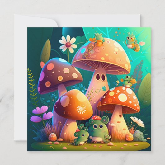 Lieve groene malle baby paddenstoelen kaart (Voorkant)