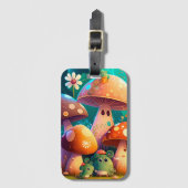 Lieve groene schattige baby paddenstoelen bagagelabel (Voorkant (verticaal))