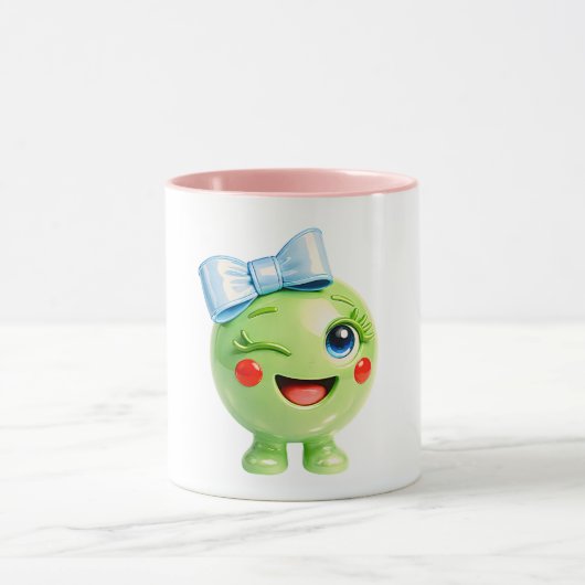 Lieve Groene Smiley Illustratie Mok (Midden)