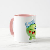 Lieve Groene Smiley Illustratie Mok (Voorkant links)