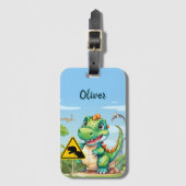 Lieve Groene Trex Dinosaur Persoonlijk Bagagelabel (Voorkant (verticaal))