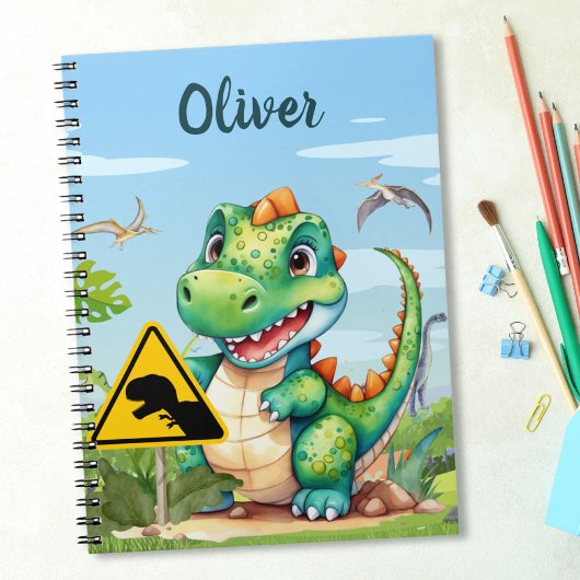 Lieve Groene Trex Dinosaur Persoonlijk Notitieboek