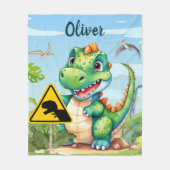 Lieve Groene Trex Dinosaurus Persoonlijk Fleece Deken (Voorkant)